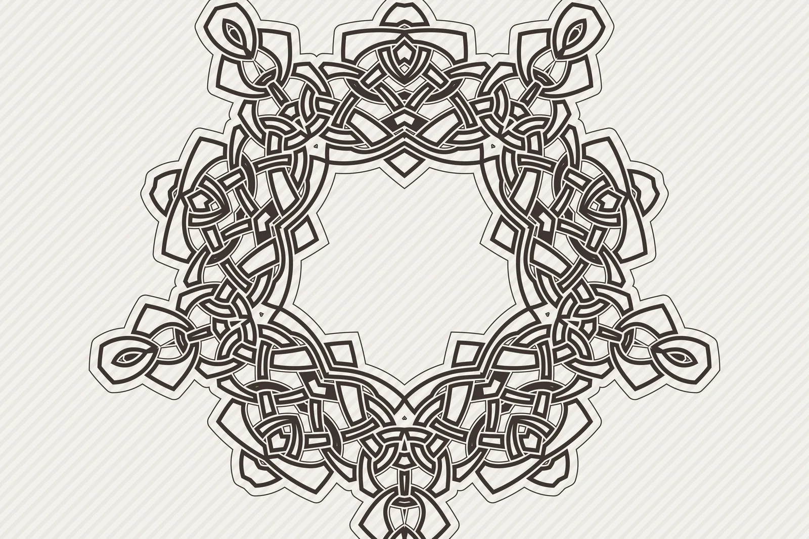 Zwart ornamentmotief zoals je het ziet in blackwork.